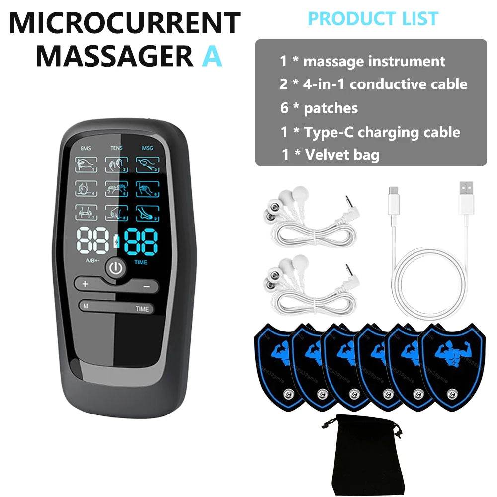 Electric 9 Modes Digital Therapy Muscle Stimulator Physiotherapy Microcurrent Tens electrostimulator EMS Pulse Body Massager