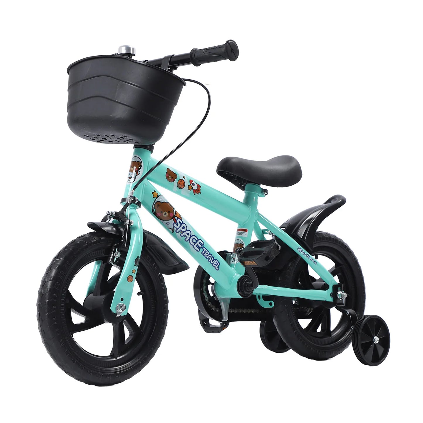 12" Kids Bike with Training Wheels for 2-6 Years Old, High Carbon Steel Frame Adjustable Seat & Handlebars