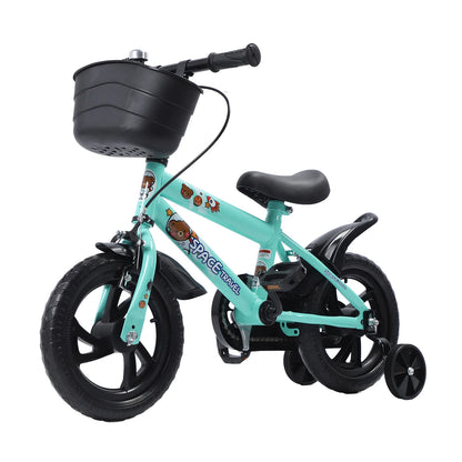 12" Kids Bike with Training Wheels for 2-6 Years Old, High Carbon Steel Frame Adjustable Seat & Handlebars