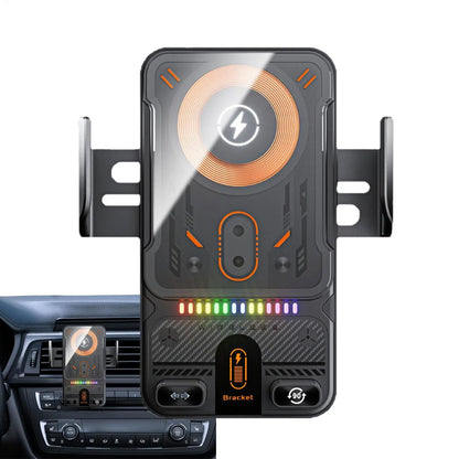 Car Air Vent Electric Rotating Opening Closing Phone Holder Fast Charging 15W Wireless Charger Dua l Coil RGB Light Smart Phones