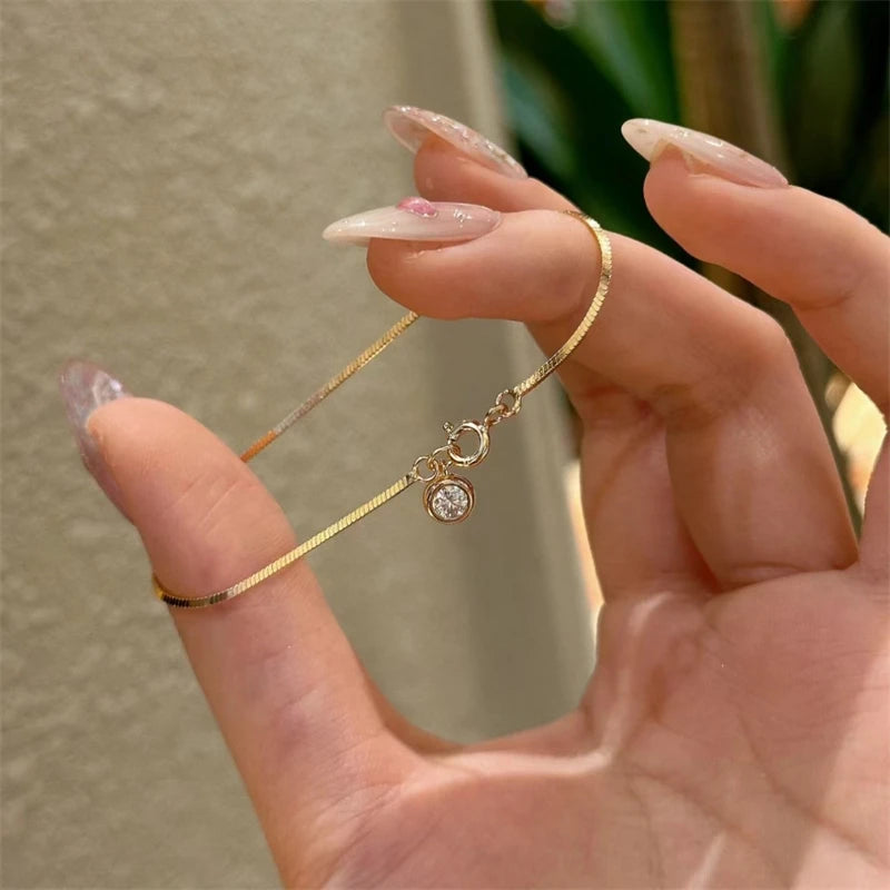 Luxury Stainless Steel Bracelet New High-End Minimalist Zircon Charm Blade Chain Women’s Bracelet Party Jewelry Gift