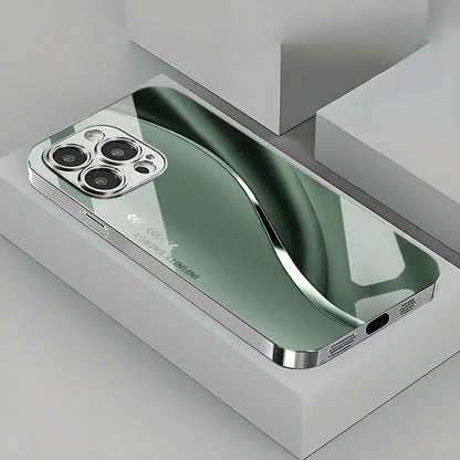 Gradient Minimalist Curve Electroplated Phone Case For iPhone 17 16 15 14 13 12 11 Pro Max Plus 16E 17 Air Tempered Glass Cover