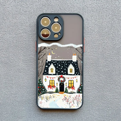 Rural Building Snow Scenery Phone Case For iPhone 16 15 Pro Max Plus 14 13 Pro Max 12 Mini 11 XS X XR 7 8 Plus Shockproof Covers