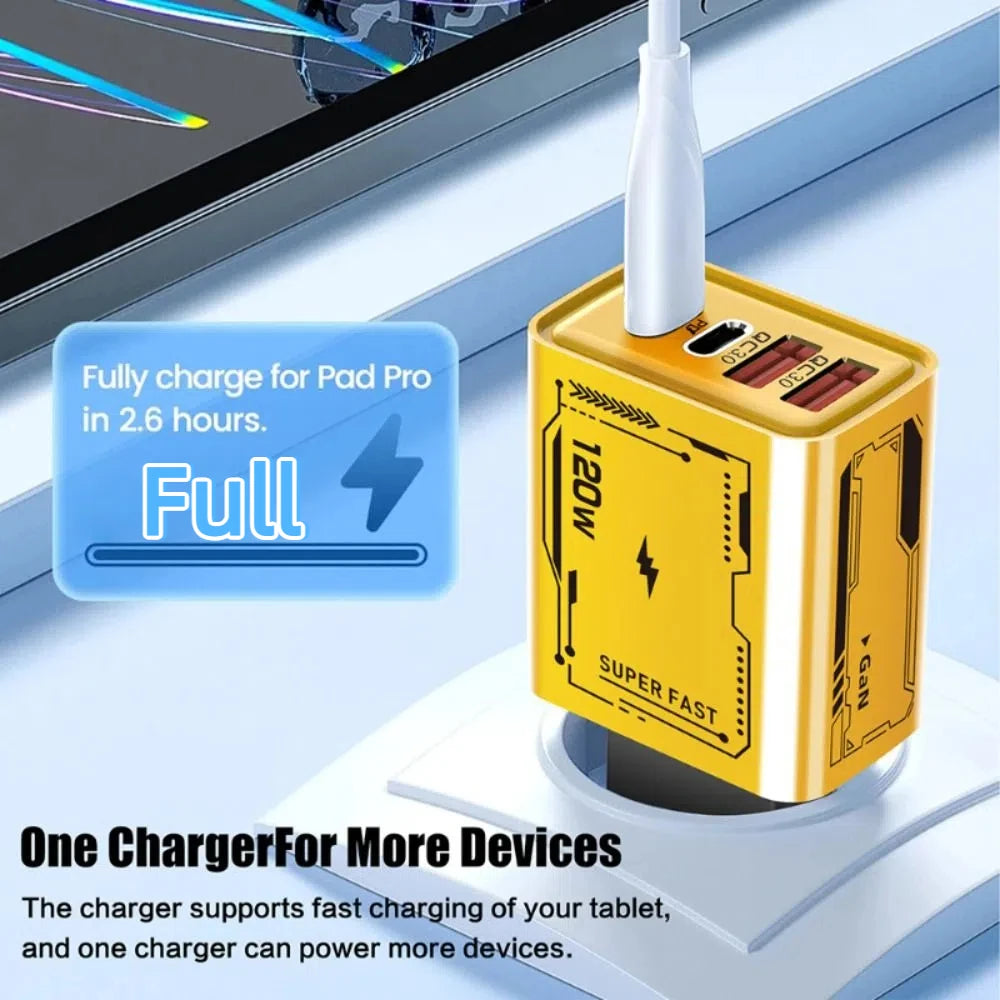 Hot 120W GaN Charger Type-C QC 3.0 Phone Charger Ultra Fast Charging USB-C Laptops Charger Mobile Device Accessories