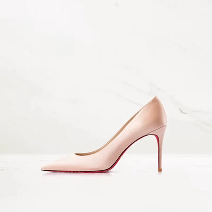 2025 Winter New High-heeled Shoes for Women, Green, Real Silk Satin, Thin Heel, Pointed Toe,Elegant,12cm,Single Shoes for Ladies