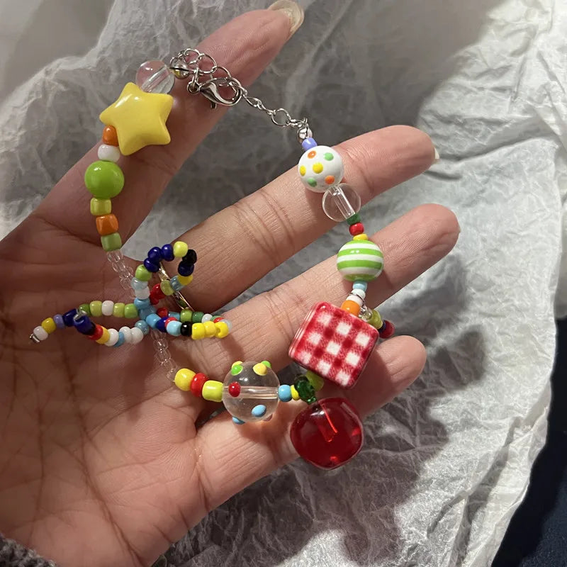 Colorful Beaded Bracelet for Women and Girls Y2K Fashion Cute Butterfly Bow Bead Sweet Star BraceletsKorean Jewelry Party Gift