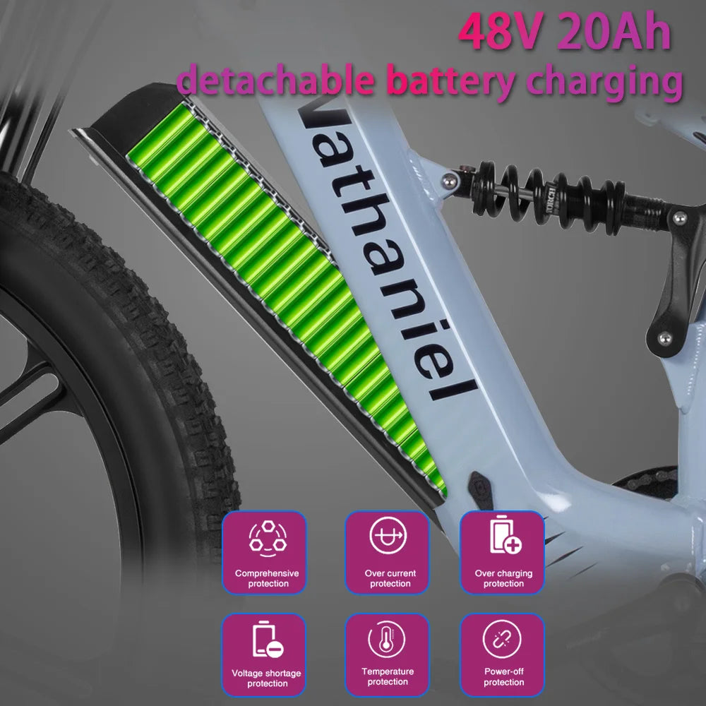 Nathaniel SYR09 adult electric bike, Dual motor 2000W,26*4.0Fat tires,48V20Ah,55KM/H, All terrain off-road E-bike