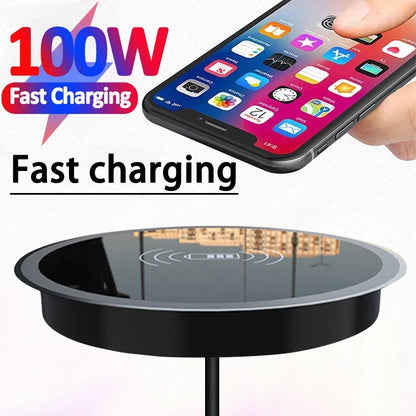 Built in Desktop Device Fast Wireless Charger 30W Quick Charger 3.0 Embedded Caricabatter Tipe C Chargeur Induction Charging