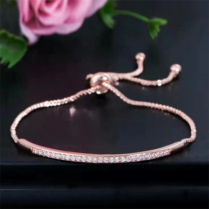 Creative fashion delicate hand jewellery with rhinestones single row arc adjustable bracelet