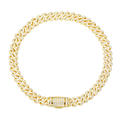 TUHE Unisex VVS1 D Color Moissanite 6mm Cuban Chain Bracelet  S925 Silver For Men Hip Hop Jewelry