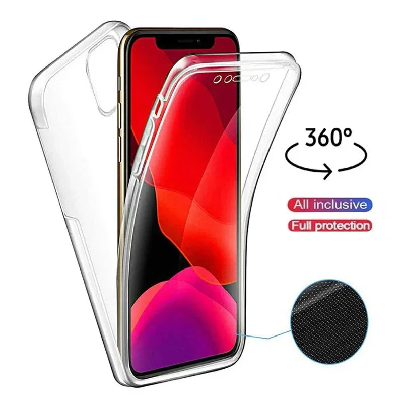 Clear 360 Full Wrap Phone Case for iPhone 17 16 15 14 Pro Max 13 12 11 SE2/SE3 Xr Xs 7 8 Plus Back Cover