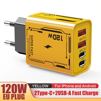 Hot 120W GaN Charger Type-C QC 3.0 Phone Charger Ultra Fast Charging USB-C Laptops Charger Mobile Device Accessories