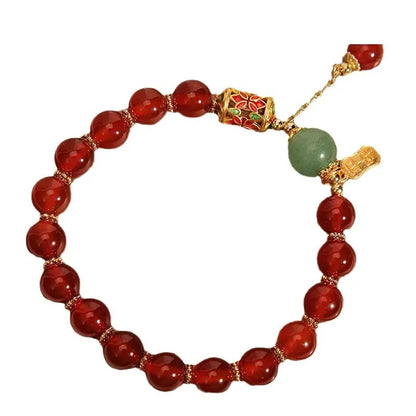 Red Agate Bracelet Women's Elegant Adjustable Beaded Bracelet Exquisite Strawberry Lucky Bead Crystal Bracelet Unisex Браслет
