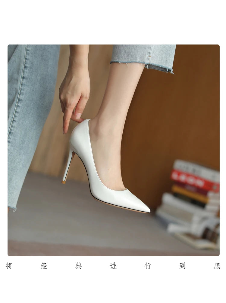 brown light Heels for women luxury Spring High Heels Shoes Stiletto Pointed Toe Pumps Leather Ladies Prom Party Shoes Women
