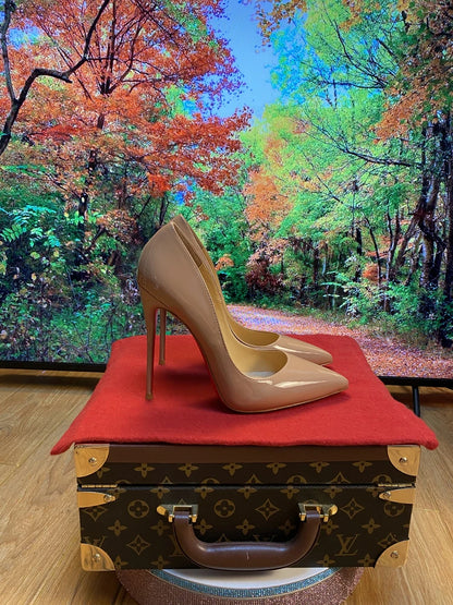 New shallow classic patent leather 12cm fashionable and versatile work high heels nude 10cm thin heel plus size 33-46