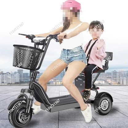 Electric Tricycle, Small Mini Folding Scooter, Adult Girls Pick Up and Drop Off Children, New Son Battery Car