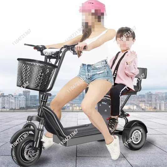 Electric Tricycle, Small Mini Folding Scooter, Adult Girls Pick Up and Drop Off Children, New Son Battery Car