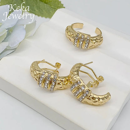 Luxury Italian 22k Jewelry Earrings Ring Fashion Women Accessories Copper Quality Dubai Classics Jewelry Set  Wedding Party Gift