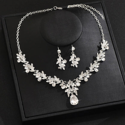 2025 Fashion Jewelry Set for Bridal Necklace Earrings Set Women Crystal Engagement Wedding Banquet Dress Accessories