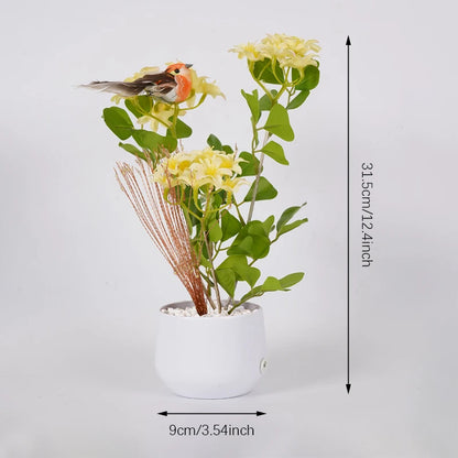 LED Flower and Bird Potted Lamp, Artificial Flower Table Lights, for Camping Gift Living Room Bedroom Mother Home Decor Lamp