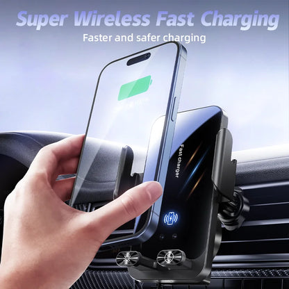 Magnetic Charger 15W Wireless Car Phone Holder with Cable Fast Charging Infrared Sensing Car Mount for iPhone Android
