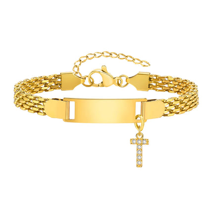 Personalized Engrave ID Name Custom Bracelet for Women Girl, Initial A-Z Letter Alphabet Pendant Stainless Steel Jewelry Gift