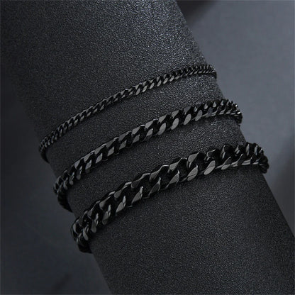 Hip Hop Stainless Steel Cuban Chain Bracelet For Women 3 5 7 mm Simple Stainless Steel Men Bracelet Gold Color Jewelry