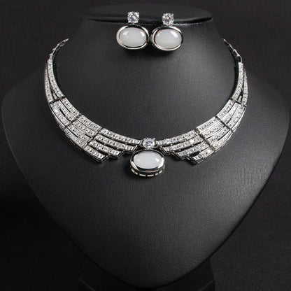 2 Piece Jewellery Set Exquisite Luxury Ladies Necklace Earrings Dress Party Wedding Bridal Hundred Stunning Accessories M-371