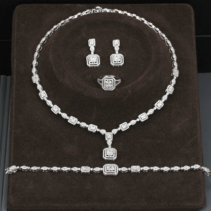 Bridal jewelry set, ladies' earrings and necklace set, rhinestone and crystal wedding jewelry set, 3 pieces of gifts