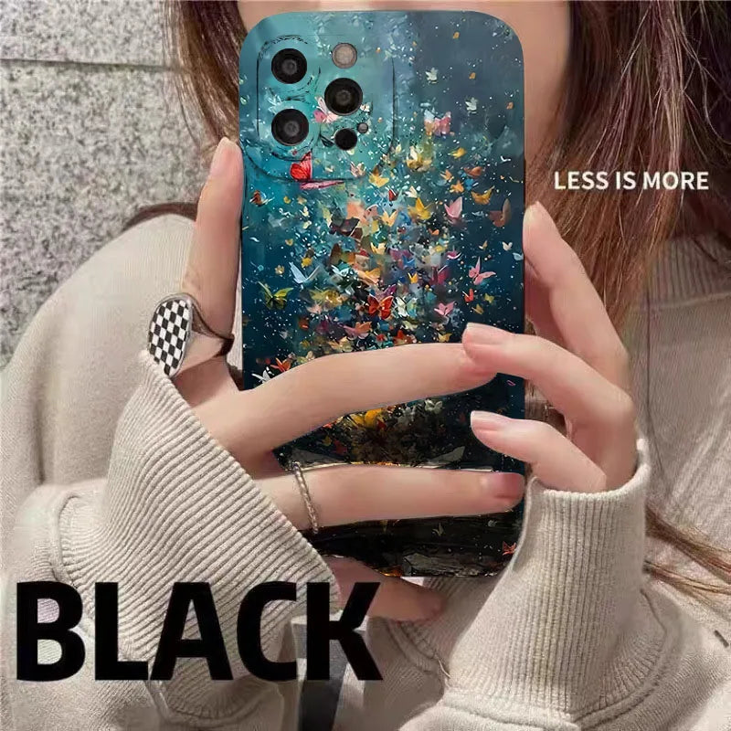 For iPhone 17 16 15 14 13 12 11 Pro Max Case Cute Butterfly Cat Bookshelf Design Cover For iPhone XS Max XR X 7 8 Plus 16E Funda