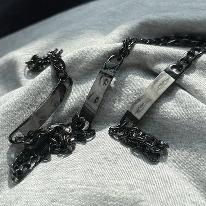 Customized Photo Engraved Couple Bracelet Personalized Laser Engraved Eye Picture On Stainless Steel Chain Jewelry Couples Gifts