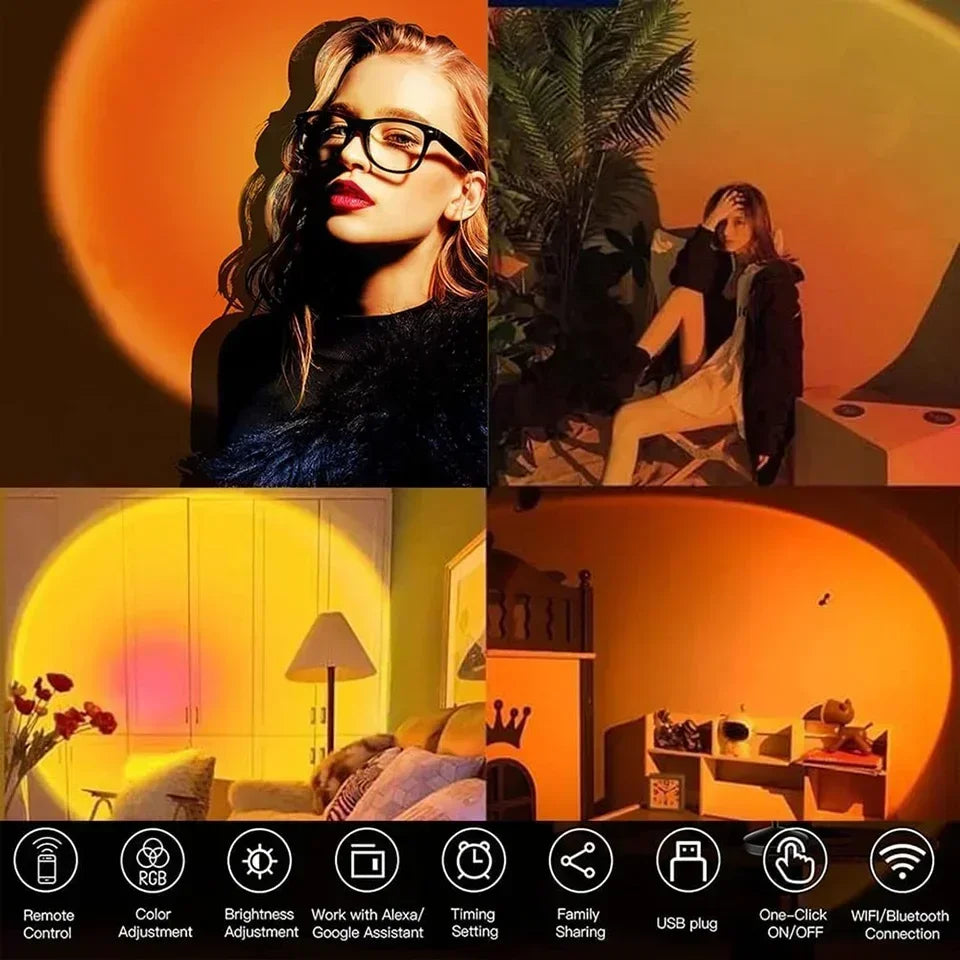 LED Sunset Lamp Nightlights USB Projector Birthday Party Decoration Mood Lights For Bedroom Living Room Wall Photography