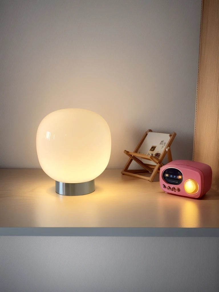  Macaron Glass Table Lamp for Hotel Bedroom Bedside Living Room Trichromatic Dimming Decoration Modern Minimalist Desk Lights