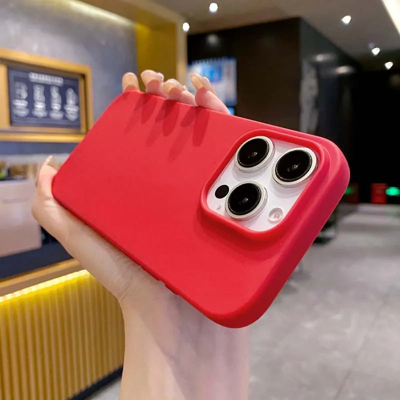 New Solid Color Phone Case for IPhone 16 15 14 13 12 11 Pro Max 16Pro Soft Silicone Shockproof Protective Accessories Cover