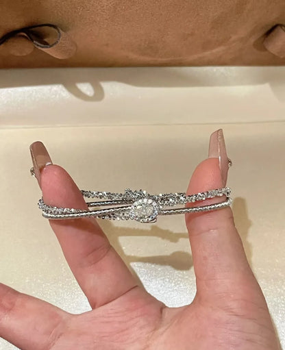 Classic matte shiny wire winding bracelet for women Light luxury and fashion silver 925 double-layer soft bangles fine jewelry