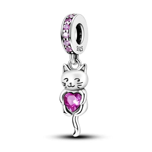 New 925 Sterling Silver Black Cat Charms Beads Fit Pandora 925