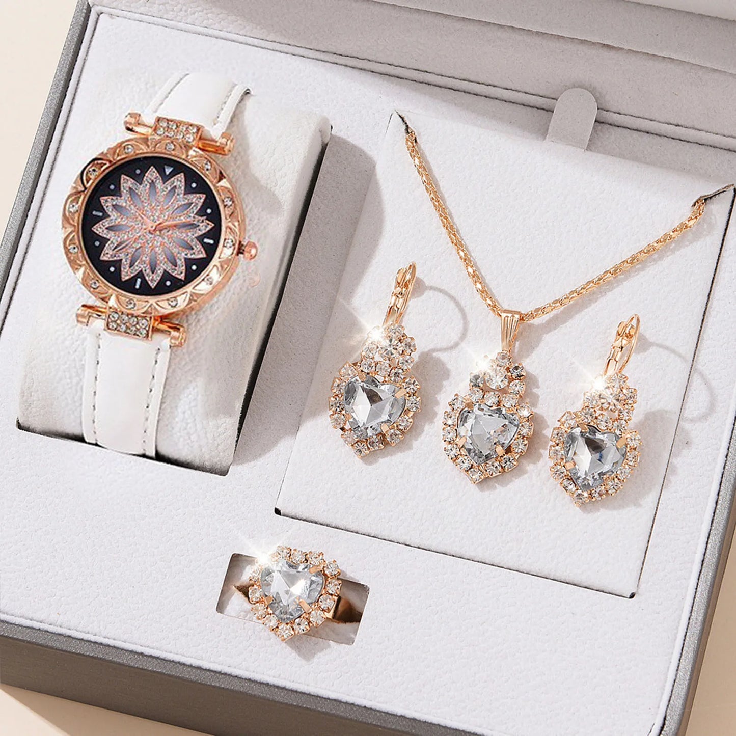 Watches Sets Gifts for Women Crystal Bling Wristwatch Jewelry Kit Gift for Mom Wife Girlfriend