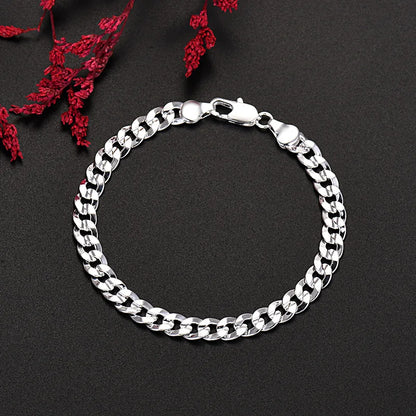 Fine Noble 925 Sterling Silver Solid Chain Bracelet For Women Men Charm Party Gift Wedding party Fashion Jewelry