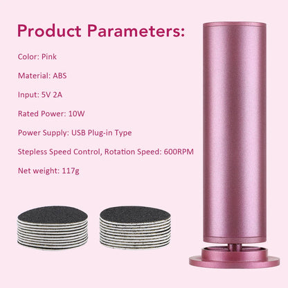 Electric Foot Callus Remover Foot Care File Heels Dead Skin Pedicure Tool Electronic Foot Grinder and Replacement Sandpaper