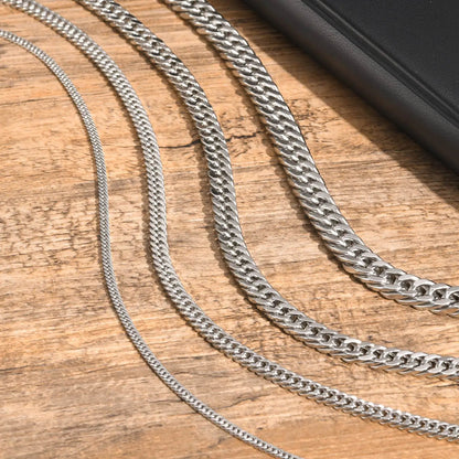 3/5/7/9mm Chunky Cuban Chain Necklaces for Men Boys,Waterproof Stainless Steel Silver Color Chain,Hip Hop Classic Jewelry Gift