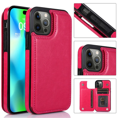 Wallet Double Button With Card Slot Stand Flip Leather Case For iPhone 16e 16 Pro Max 15 Plus 14 13 12 Mini 11 SE3 SE2 X XR 8 7