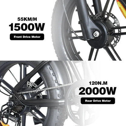 Electric BicycleS8 3500W Powerful motor 48V60AH lithium battery Mountain adult Electric Bike Disc Brakes 20 Inch Fat Tire E-bike