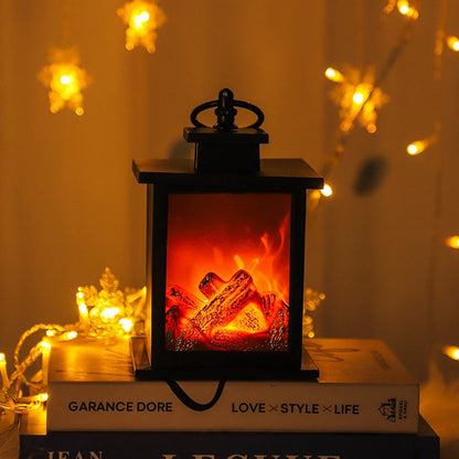 LED Fireplace Hand Held Lamp, Decorations Table Lamp, Flame Warm Lighting, for Holiday Gift Party Camping Summer Home Decor