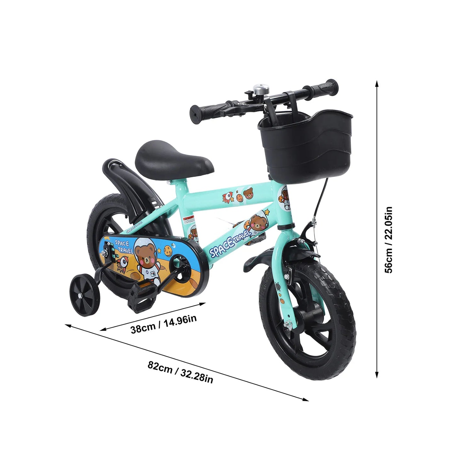 12" Kids Bike with Training Wheels for 2-6 Years Old, High Carbon Steel Frame Adjustable Seat & Handlebars