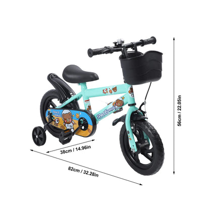 12" Kids Bike with Training Wheels for 2-6 Years Old, High Carbon Steel Frame Adjustable Seat & Handlebars