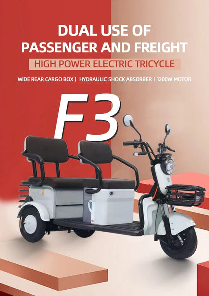 New Electric Tricycle Adult  Agricultural Double Row Electric Tricycle with 3 Wheel