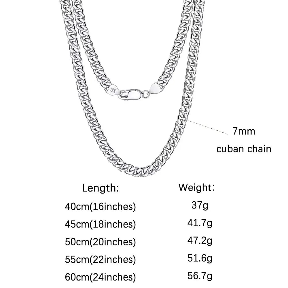 ORSA JEWELS 925 Sterling Silver Basic Punk Necklace for Men Women Curb Cuban Link Chain Chokers Vintage Punk Boy Male Gifts SC37