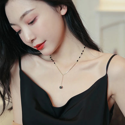 2025 New Jewelry For Women's Mysterious Sexy Black Crystal Zircon Ball Pendant Necklace Party Luxury Necklace Girls Accessories