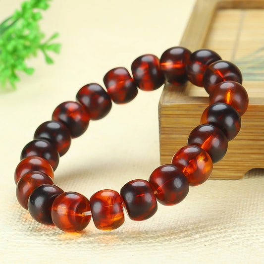 Natural Red Amber Bracelet Men Women Healing Gemstone Fine Jewelry Genuine Baltic Blood Amber Bracelets Barrel Beads Bangles
