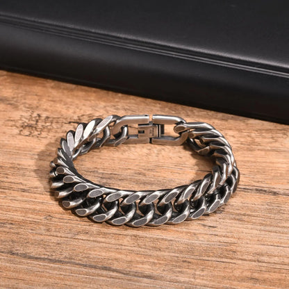 Man Chunky Cuban Chain Bracelet,Stainless Steel Gold Silver Black Retro Color Miami Curb Link Wristband Gift,8/10/12/15MM Width